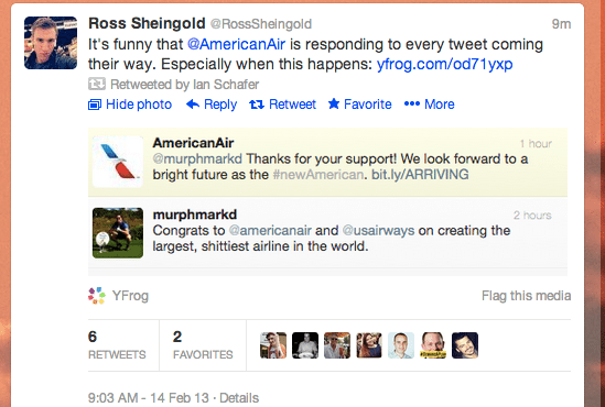 American Airways' automated customer service over Twitter leaves a little to be desired.