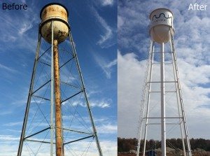 Elevated Water Tower Painting - Custom Coatings Inc