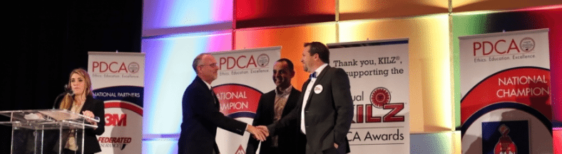 Josh Abramson accepting the PDCA’s Humanitarian of the Year Award