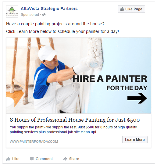 Facebook Lead Ads Example