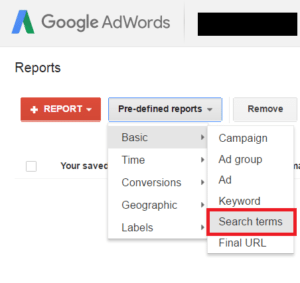 Navigating through the pre-defined Google AdWords reports