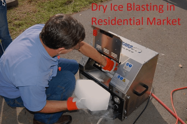 man using dry ice machine