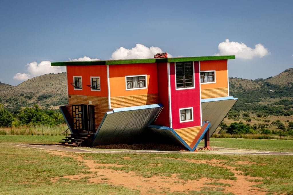 An upside-down house