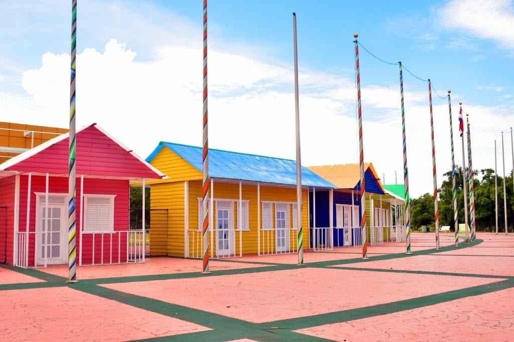 Brightly colored houses.