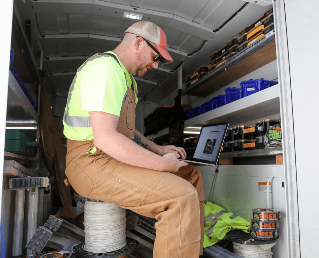 man working on computer