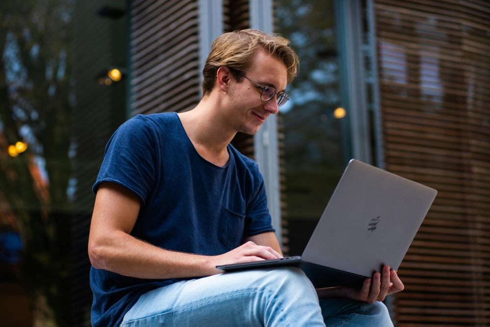 A person using a laptop