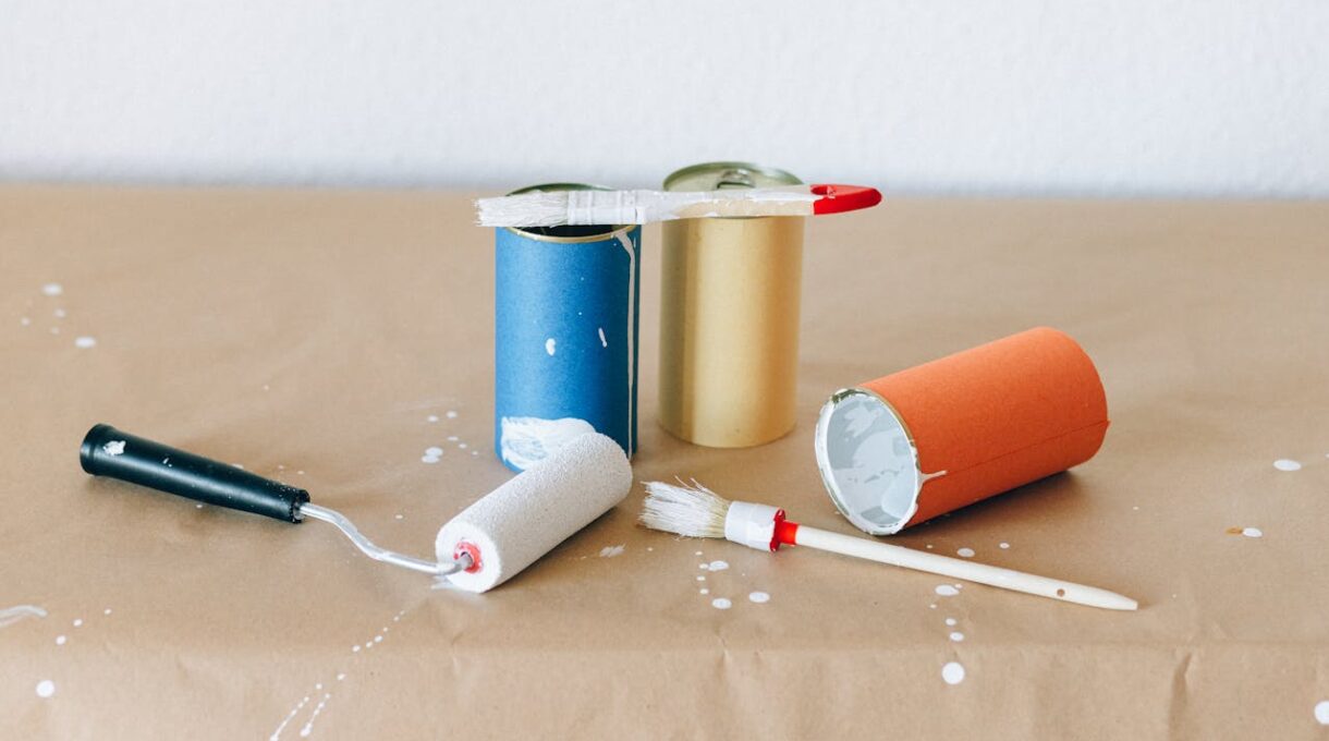 Close-up shoot of painting materials